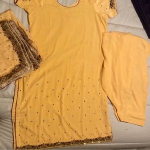 Indian / Pakistani / Bollywood yellow salwar suit